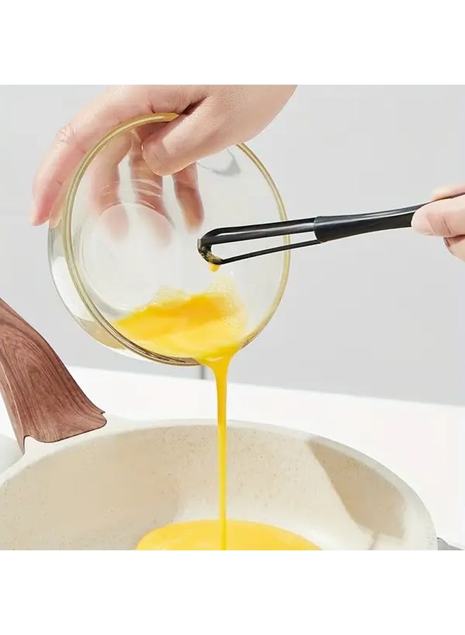 Black Stainless Steel Handheld Egg Beater Heavy Duty Whisk for Baking Cream - Image 1