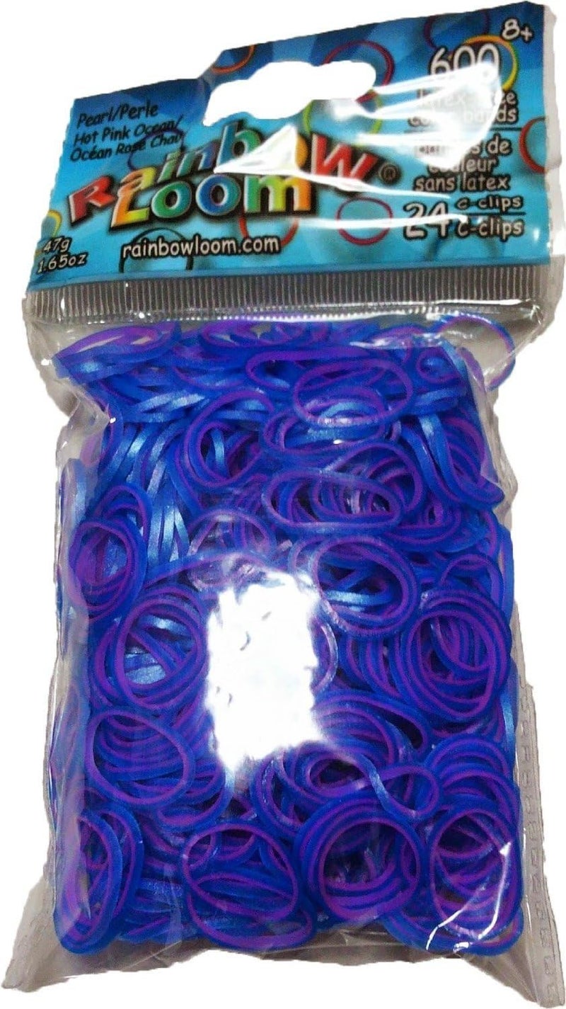 راينبو لووم أشرطة مطاطية بلون برتقالي نيون/أزرق بحري من Rainbow Loom مع 24 مشبك من نوع C (عدد 600) - Image 3