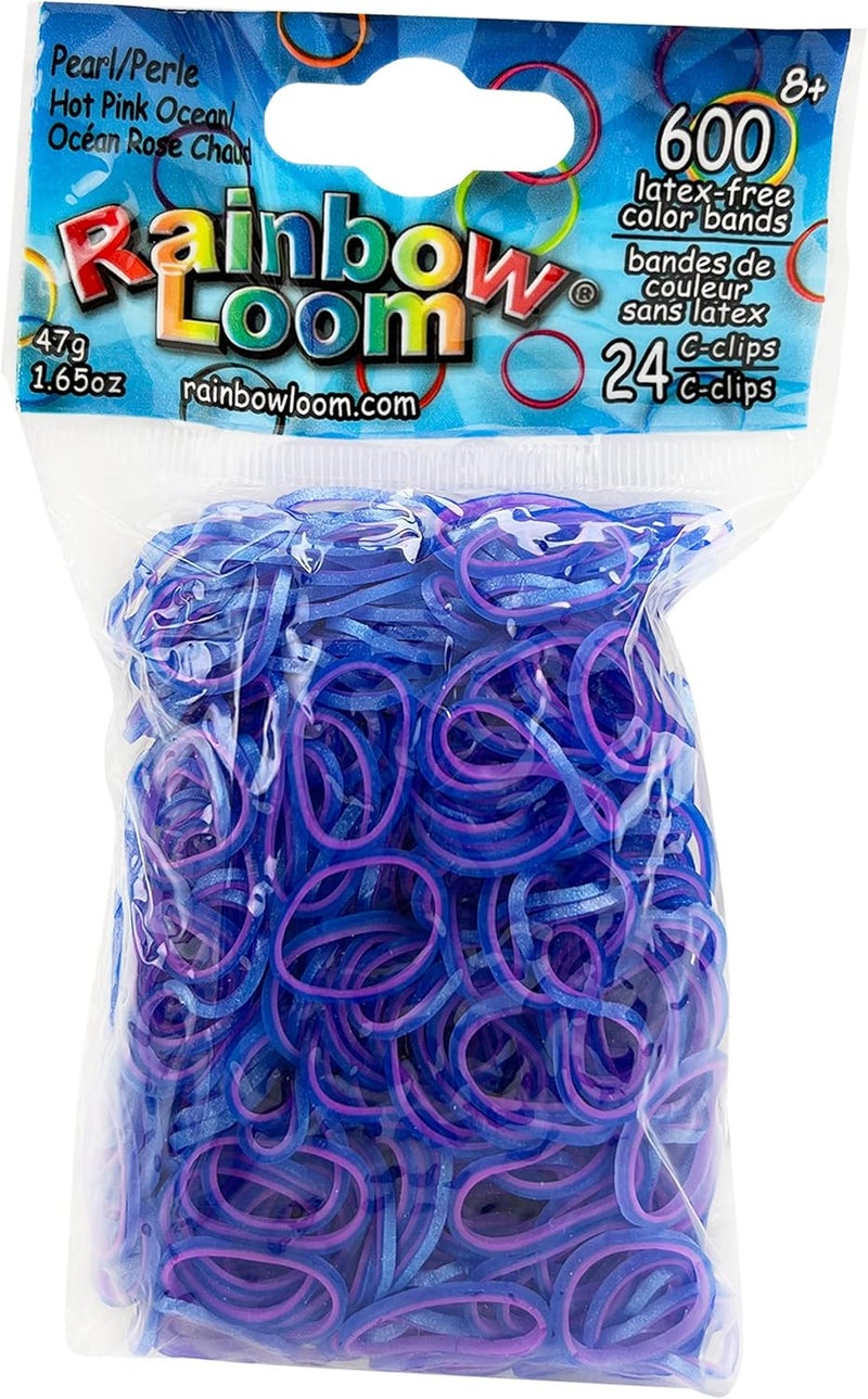 راينبو لووم أشرطة مطاطية بلون برتقالي نيون/أزرق بحري من Rainbow Loom مع 24 مشبك من نوع C (عدد 600) - Image 1