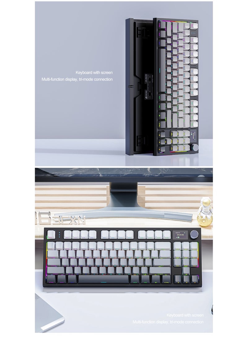 Attack Shark K86 RGB Wireless Mechanical Gaming Keyboard – Gasket Mount – Triple Mode (Bluetooth 5.0, 2.4G, USB-C) – 87-Key Hot-Swappable – Smart TFT Display – Metal Volume Knob – 4000mAh Battery – PBT Keycaps – PC/Laptop/Mac Compatible (Moonlit Night Black)  - Image 3