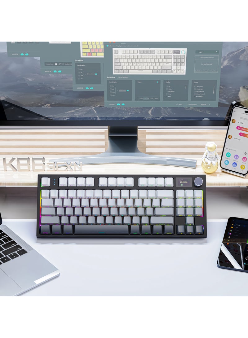 Attack Shark K86 RGB Wireless Mechanical Gaming Keyboard – Gasket Mount – Triple Mode (Bluetooth 5.0, 2.4G, USB-C) – 87-Key Hot-Swappable – Smart TFT Display – Metal Volume Knob – 4000mAh Battery – PBT Keycaps – PC/Laptop/Mac Compatible (Moonlit Night Black)  - Image 4