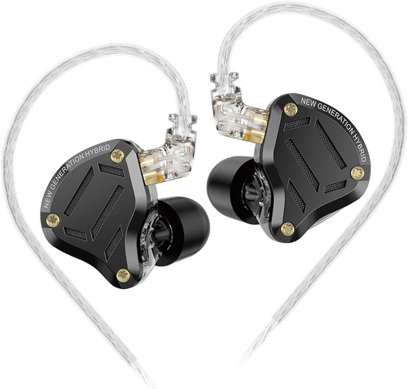 Kinboofi سماعة رأس مراقبة داخل الأذن KZ ZS10 Pro 2، سماعة رأس KZ مع مفتاح ضبط 4 مستويات متعددة المشغلات داخل الأذن IEM، سماعات أذن ألعاب سلكية مطورة 1DD+4BA مع كابل 2Pin لعشاق الصوت (أسود، بدون ميكروفون) - Image 1