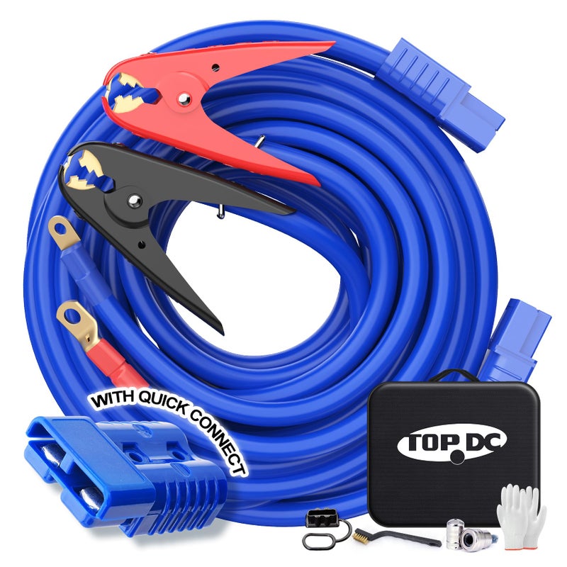 TOPDC Jumper Cables1 Gauge 30 Feet 800A Booster Cables with ULListed Clamps Heavy Duty Automotive Quick Connect Booster Cables for Car SUV and Trucks with Carry Bag