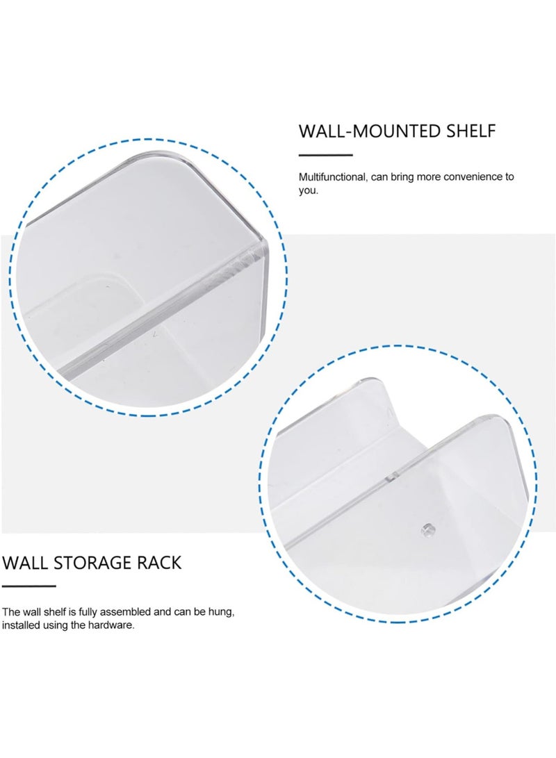 MileMelo 2 Pack Clear Acrylic Floating Shelves for Wall, No Drill Small Wall Shelves for Plants/Speaker/Webcam/Controller, Adhesive Hanging Display Shelf for Bedroom, Bathroom, Office, Living Room - Image 5