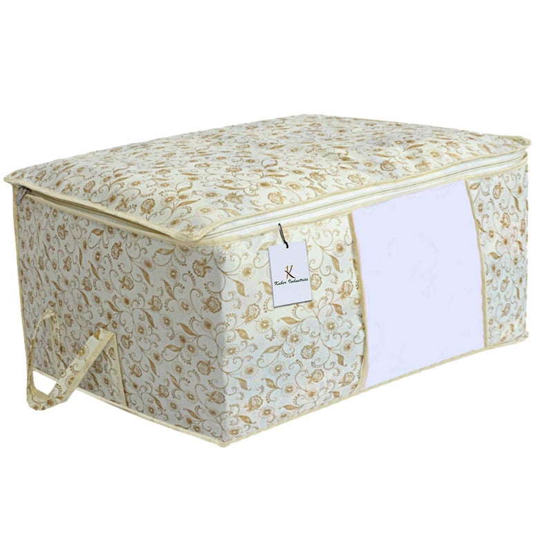 Kuber Industries Metalic Print Underbed Storage Bag Storage Organiser Blanket Cover Set of 6 Light Brown Extra Large SizeCTLTC15265 - Image 2