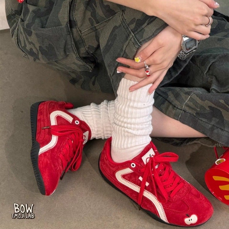 Soft Leather Version ~ Apple Shoes Red Thin-Soled Racing Shoes 2025 Spring New Joker Casual Fashion Training Shoes - Image 5
