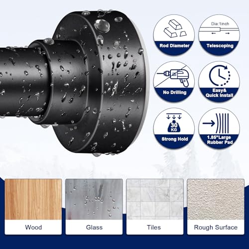 YNL Tension Curtain Rod 3466 inchesNever Rust NonSlip No Drill Adjustable Spring Tension Rod for Laundry Door Closet Stainless Steel Matte Black - Image 3