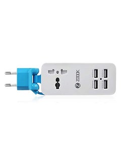 Zoook Zoook - Gadgets Fashion ZF-PPS1 PORTABLE CHARGING STATION, 4 port USB & universal power socket (5.1A Output) EU & UK versions White with Blue,White with Green  - Image 1