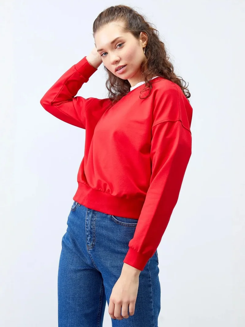 TOMMYLIFE TOMMY Women's Relaxed Crew Neck Sweatshirt