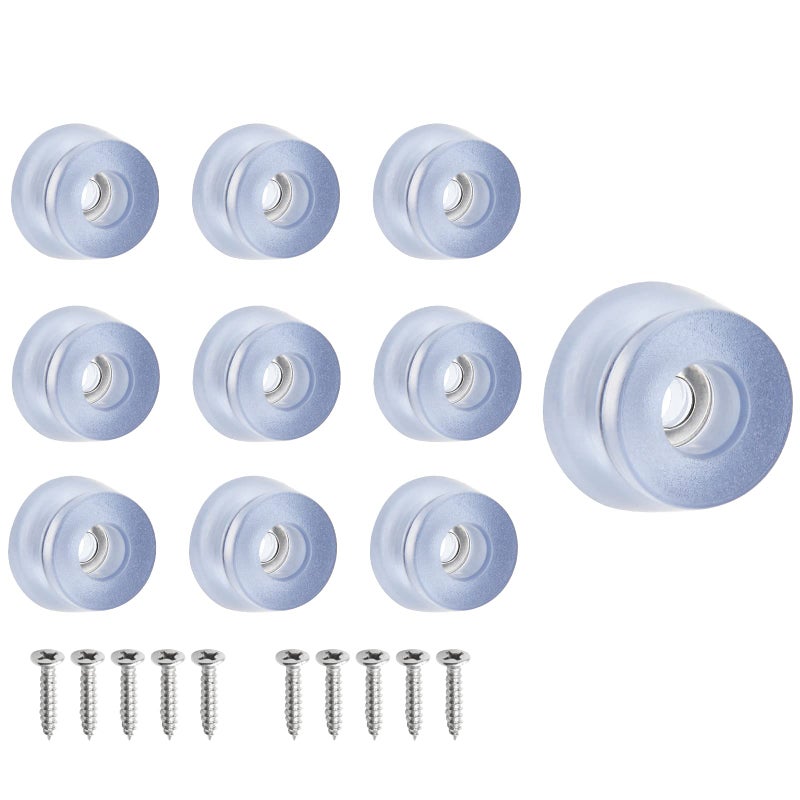 LifCratms 10 Pcs Cutting Board Feet Round Non Slip Clear Rubber Feet Bumpers Pads with Stainless Steel Screws for Furniture Chair Cabinet Electronics 051 x 098 H x D