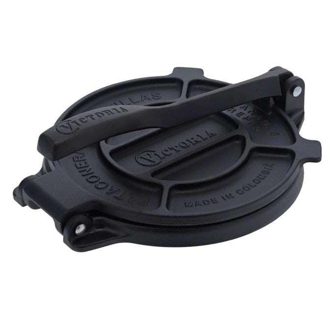 8 INCHES CAST IRON TORTILLA PRESS ROTI MAKER AND TORTILLADORA PATACONERA SEASONED WITH FLAXSEED OIL MADE IN COLOMBIA
