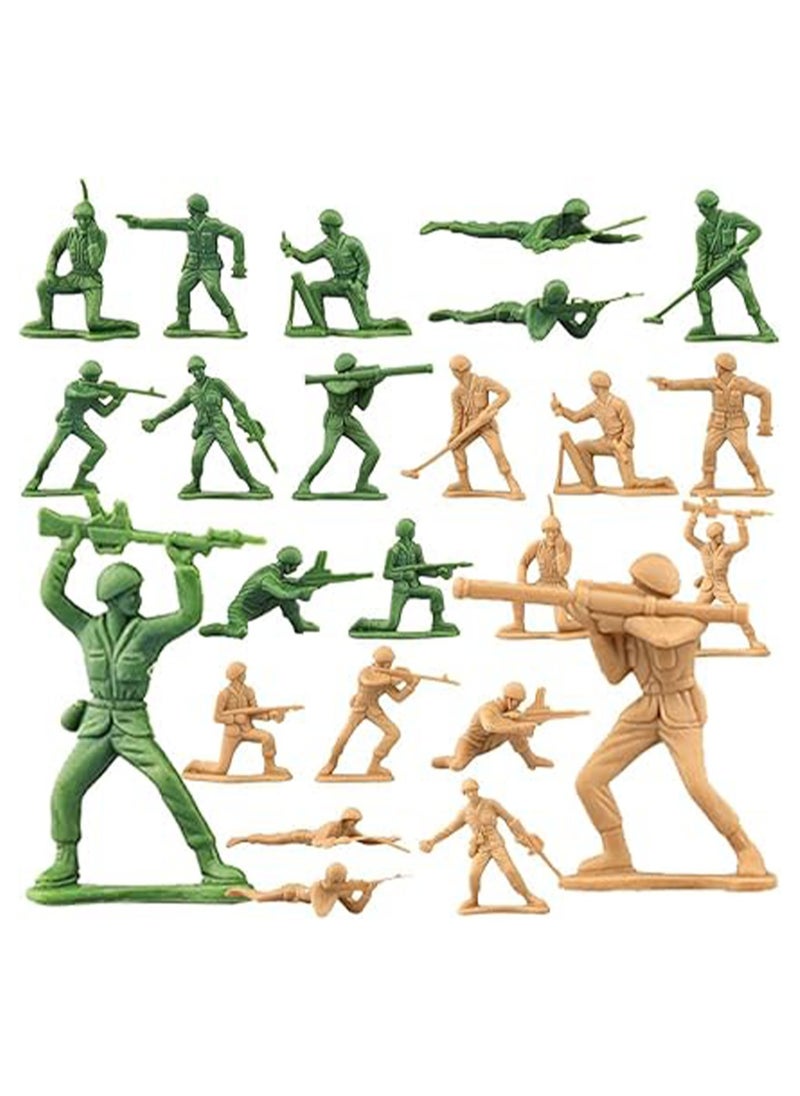 Generic - Army Man Toy Action Figures Green & Tan Soldiers 100 Pieces Soft Plastic Classic Military Figures 12 Unique Poses Modern Battlefield Fun War Games Kids Gift - Image 1