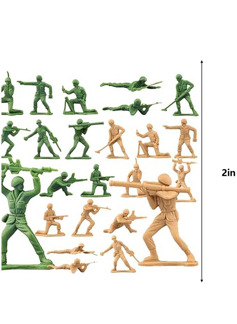 Generic - Army Man Toy Action Figures Green & Tan Soldiers 100 Pieces Soft Plastic Classic Military Figures 12 Unique Poses Modern Battlefield Fun War Games Kids Gift - Image 1