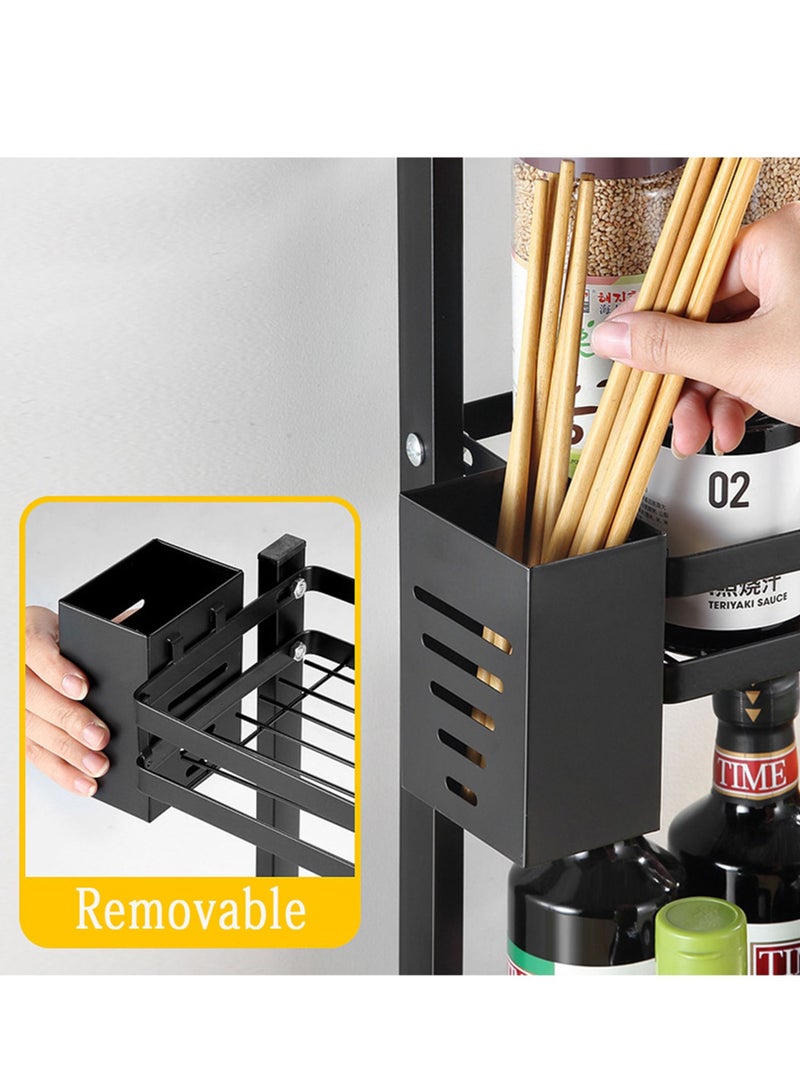 DARIYAH 3-Tier Countertop Kitchen Spice Rack Storage Organizer Shelf with Cutting Board, Blade, Spoon Holder - Image 2