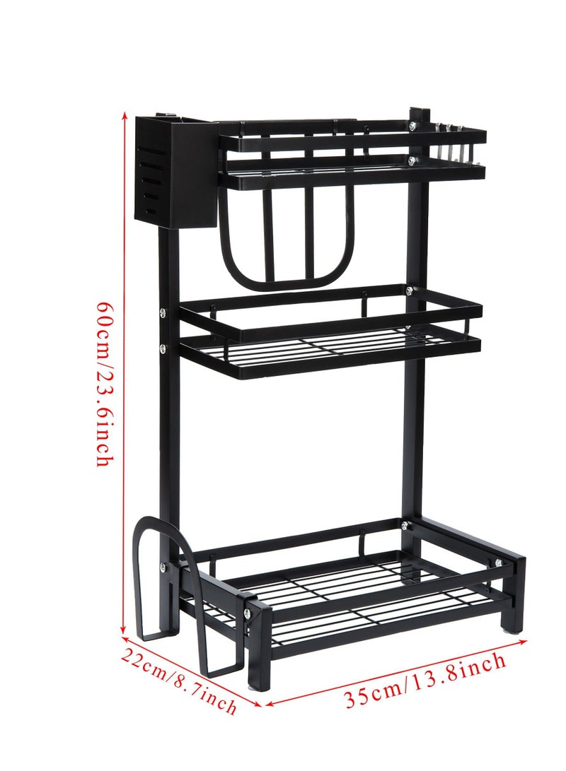 DARIYAH 3-Tier Countertop Kitchen Spice Rack Storage Organizer Shelf with Cutting Board, Blade, Spoon Holder - Image 5