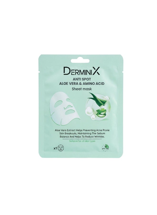 DERMINIX ANTI SPOT SHEET MASK 1PCS (ALOE VERA&AMINO ACID)