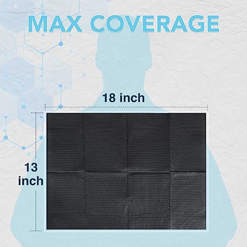 TENKAIWICK 160 Pack Disposable Dental Bibs 13"x18", 3-Ply Waterproof Tattoo Bibs Sheet for Nail Salon, Dental Clinic, Feeding, Tattoo Shop (Black) - Image 2