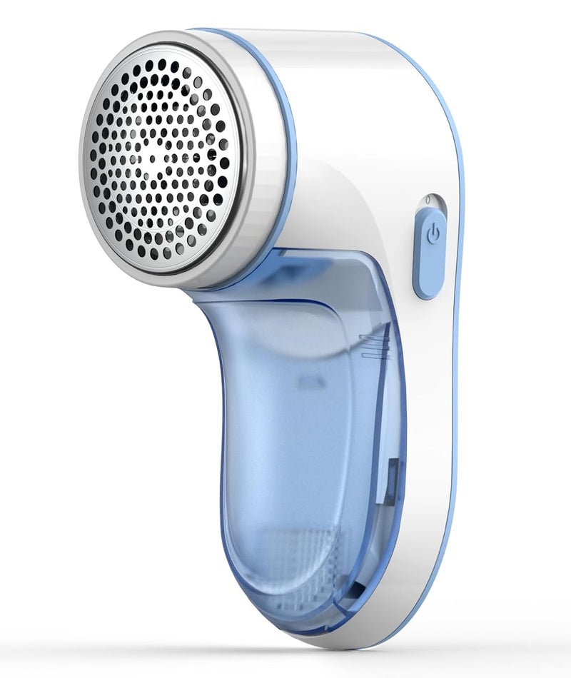 Tohsssik Fabric Shaver Lint Remover Effectively and Quickly Remove Pills Sweater Shaver with Stainless Steel 3Leaf Blades and Safety Lock ProtectionBlue White  - Image 1