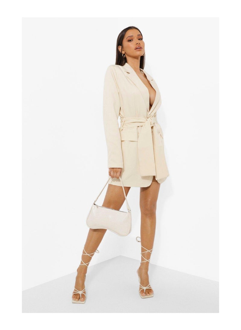 boohoo - Woven Oversized Belted Blazer Dress - Image 1