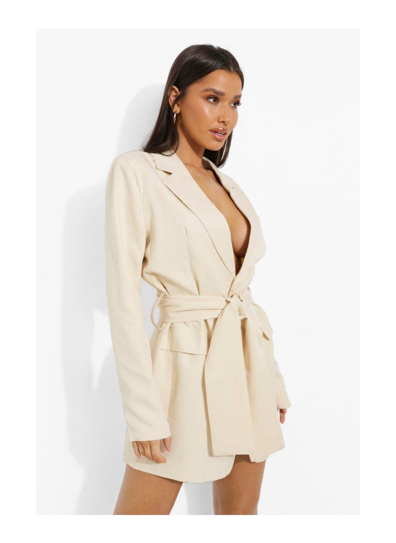 boohoo - Woven Oversized Belted Blazer Dress - Image 1