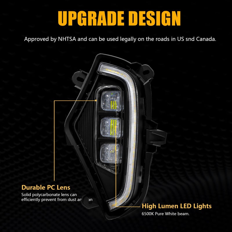 OKSIWA LED Fog Lights with 3 Colors DRL for Toyota Rav4 2019-2025, White LED Daytime Running light, Amber Turn Signal,Blue Lights for Nights, Fog Lamp Assembly kit with Bezel,Include Wiring Harness - Image 3