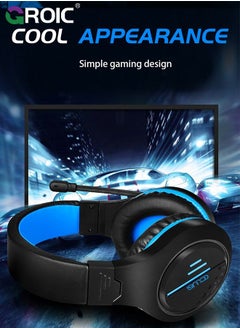 GROIC Blue Gaming Headset for PC PS5 PS4 Nintendo Xbox One Mac Laptop, Wired Stereo Over-Ear Headphones with Noise Cancelling Mic, Soft Memory Earmuffs Adults & Kids  - Image 5