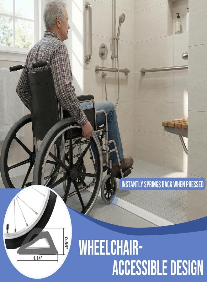 جوبون حاجز مانع لتسرب الماء عند عتبة الدش من جوبون - حاجز سيليكون قابل للطي (67 بوصة) لأحواض الاستحمام المفتوحة - سدادة أرضية لاصقة لفصل الماء عن الماء الجاف - أبيض - Image 3