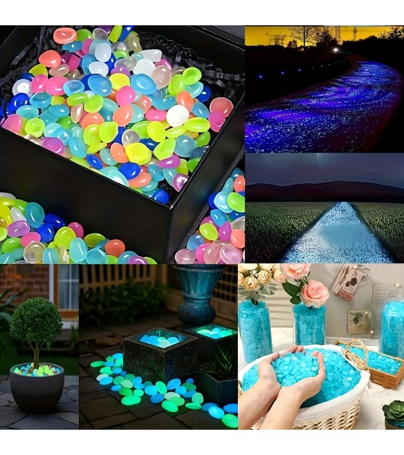 301pcs Glow In The Dark Purple Aquarium Stones For Fish Tank Decoration - Image 1