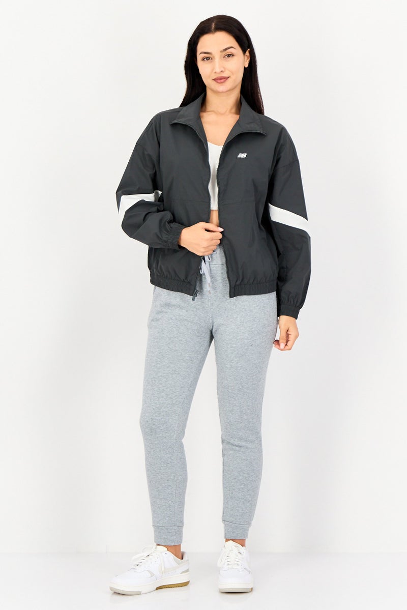 New Balance Women Oversized Fit Long Sleeve Training Jacket, Dark Grey - Image 3