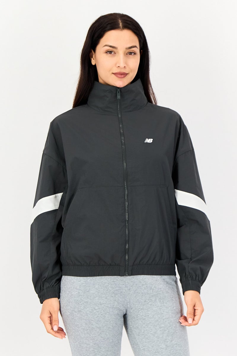 New Balance Women Oversized Fit Long Sleeve Training Jacket, Dark Grey - Image 1