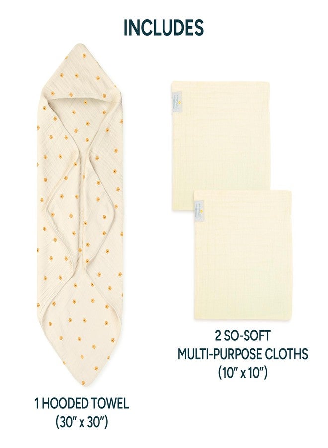 NINTARABABY Muslin Bath Set - Hooded Towel (30"x30") + 2 Multi-Purpose Wash Cloths (10"x10"), Ultra-Soft, Absorbent & Quick-Drying Baby Gift for Newborns & Toddlers - Image 2