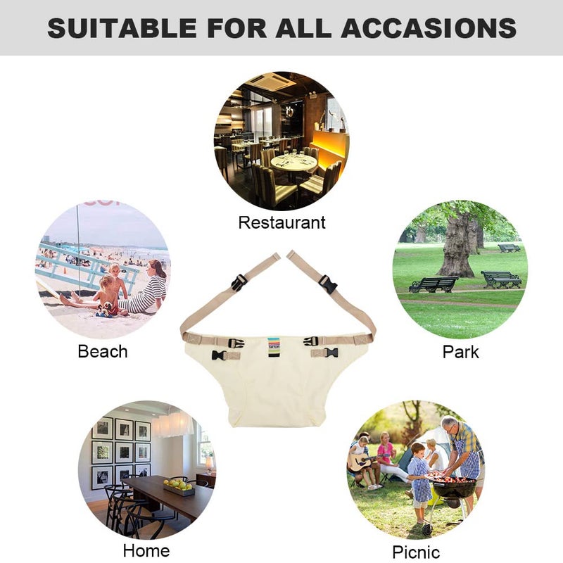 Lychee Harness Seat for High Chair Baby Feeding Safety Seat with Strap, Toddler Booster Harness Belt Portable Dining Seat Strap for Travel Home Restaurant Shopping (Khaki) - Image 5