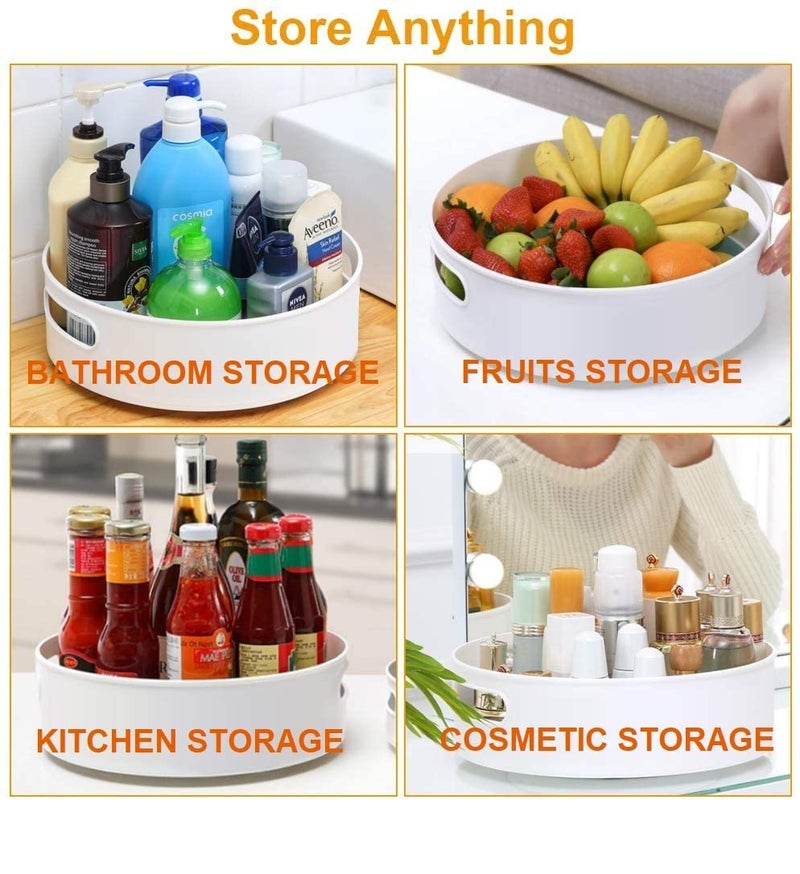 VazzLox Kitchen Organizer 360 Rotating Tray Lazy Susan Rack MultiPurpose Kitchen Storage Revolving Tray Cosmetic Organizer Rotating Tray Lazy Susan for Kitchen Cabinet Spice Rack - Image 5