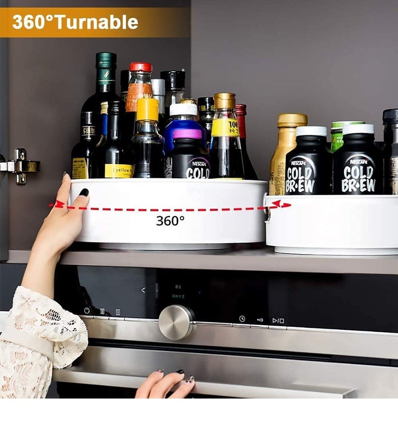 VazzLox Kitchen Organizer 360 Rotating Tray Lazy Susan Rack MultiPurpose Kitchen Storage Revolving Tray Cosmetic Organizer Rotating Tray Lazy Susan for Kitchen Cabinet Spice Rack - Image 2
