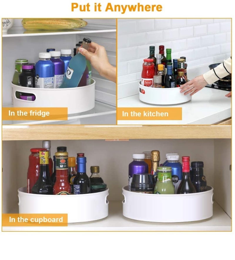 VazzLox Kitchen Organizer 360 Rotating Tray Lazy Susan Rack MultiPurpose Kitchen Storage Revolving Tray Cosmetic Organizer Rotating Tray Lazy Susan for Kitchen Cabinet Spice Rack - Image 4