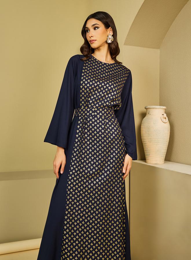 ستايلي جلابية - بطبعة فويل وحزام خصر - Image 2