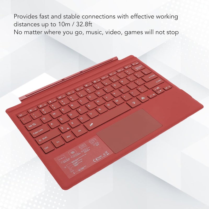 Ejoyous Wireless Bluetooth Keyboard, Colorful Backlight Magnetic Tablet Keyboard with Built-in Multi-Touch Touchpad for MICROSOFT Surfaces Pro 3 4 5 6 7 (Red) - Image 2
