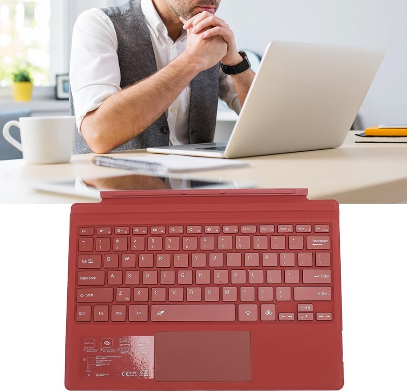 Ejoyous Wireless Bluetooth Keyboard, Colorful Backlight Magnetic Tablet Keyboard with Built-in Multi-Touch Touchpad for MICROSOFT Surfaces Pro 3 4 5 6 7 (Red) - Image 4
