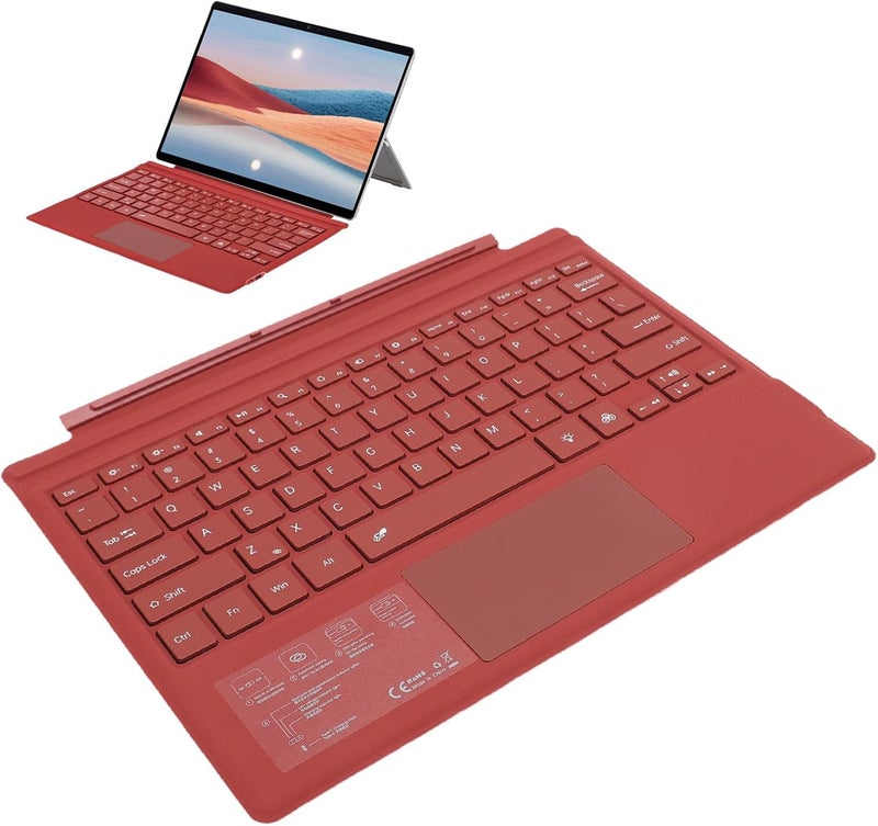 Ejoyous Wireless Bluetooth Keyboard, Colorful Backlight Magnetic Tablet Keyboard with Built-in Multi-Touch Touchpad for MICROSOFT Surfaces Pro 3 4 5 6 7 (Red) - Image 1
