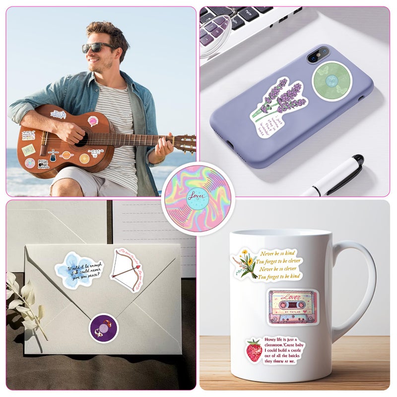 Robmoda 50 Pcs Pop Singer Music Stickers for Adults, Country Folk Water Bottle Laptop Decals, Waterproof Vinyl Teens Fans Music Lovers Guitar Phone Skateboard Decor - Image 2