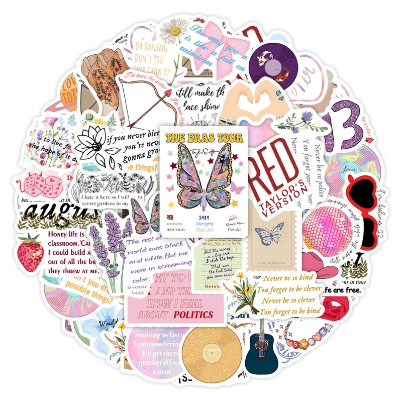 Robmoda 50 Pcs Pop Singer Music Stickers for Adults, Country Folk Water Bottle Laptop Decals, Waterproof Vinyl Teens Fans Music Lovers Guitar Phone Skateboard Decor - Image 1