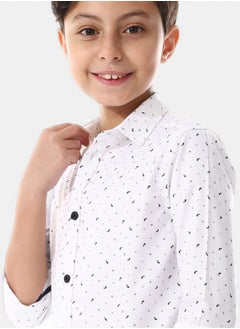 Andora White And Navy Blue Long Sleeves"whale" Boys Shirt  - Image 2