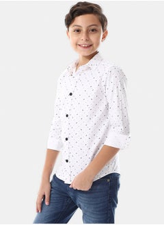Andora White And Navy Blue Long Sleeves"whale" Boys Shirt  - Image 3
