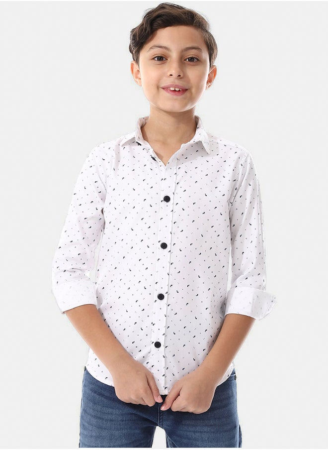 Andora - White And Navy Blue Long Sleeves"whale" Boys Shirt - Image 1