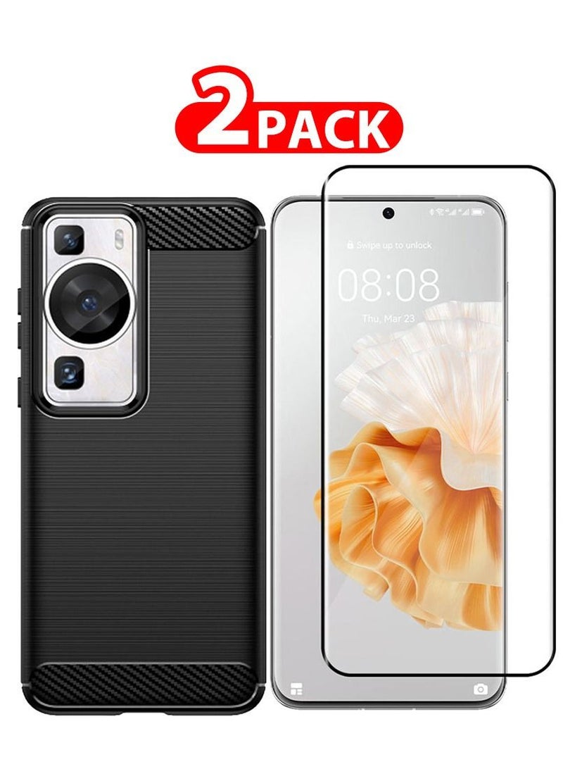 CATANES 2 Packs For Huawei P60 Pro Case and Screen Protector Soft TPU Bumper Protective Back Cover Black - Image 1