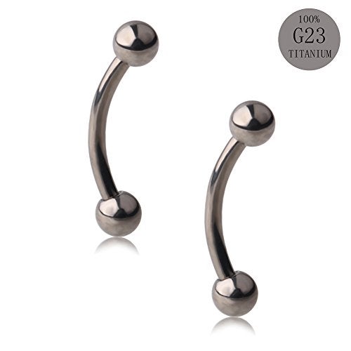 Ruifan 16g Rook Piercing Jewelry Titanium Externally Threaded Curved Barbell Eyebrow Tragus Helix Conch Lobe Labret Earrings Lip Rings Body Piercing Jewelry For Women Men 12mm Ball - Image 2