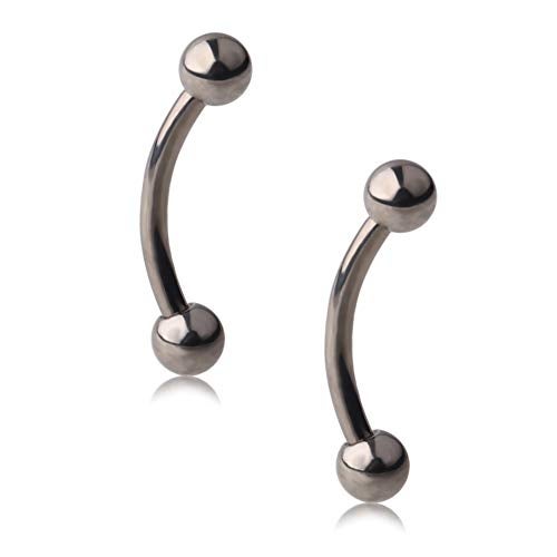 Ruifan 16g Rook Piercing Jewelry Titanium Externally Threaded Curved Barbell Eyebrow Tragus Helix Conch Lobe Labret Earrings Lip Rings Body Piercing Jewelry For Women Men 12mm Ball - Image 1