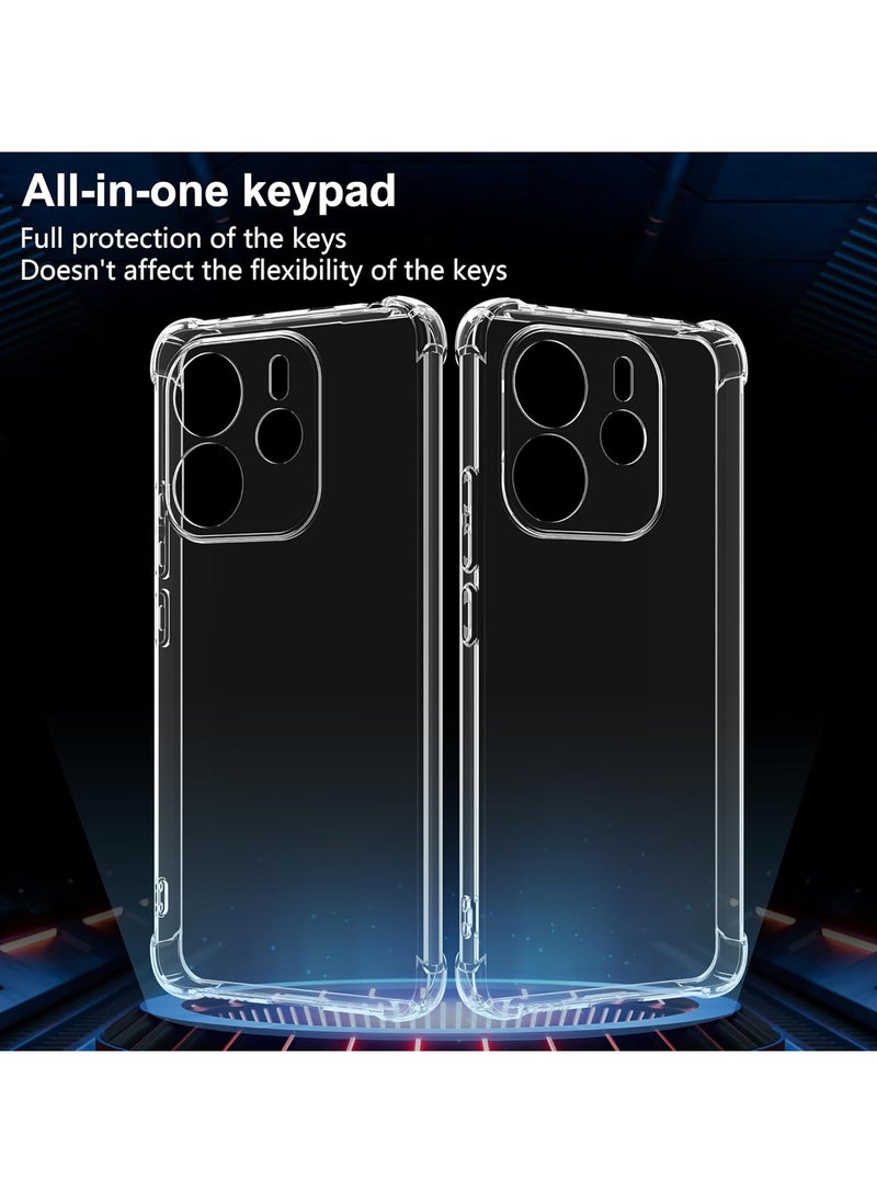 SNW - Redmi Note 14 4G Case with Screen Protector (2-Pack) 6.67 inches [Black Edge Full Cover Tempered Glass], Four-Corner airbag Transparent TPU Flexible Case(Not for 5G) - Image 1