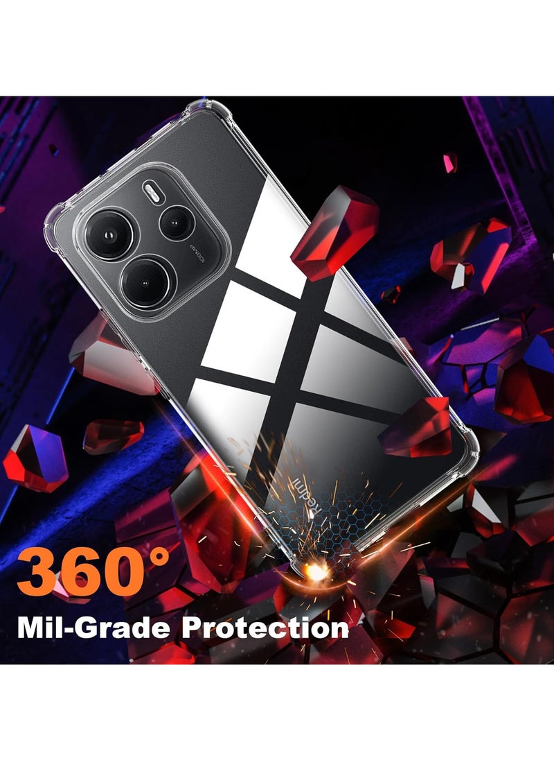 SNW - Redmi Note 14 4G Case with Screen Protector (2-Pack) 6.67 inches [Black Edge Full Cover Tempered Glass], Four-Corner airbag Transparent TPU Flexible Case(Not for 5G) - Image 1