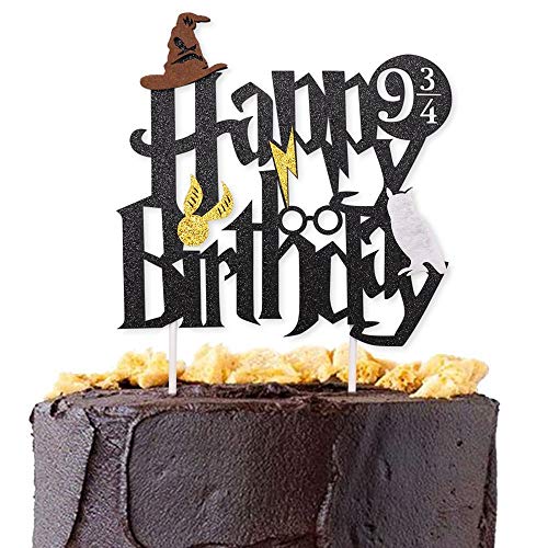 Confetti Magical Wizard Inspired Cake Topper - Harry P Theme Custom Name, Happy Birthday Party Decoration, Gryffindor - Confetti! - Image 1